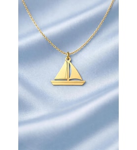 Kişiye Özel Minimal Yelkenli Model Kolye 925K Gümüş (Gold)