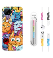 Realme C11 C21 C21Y C25Y C11 2021 Kılıf Kablo Koruma Spiral Silikon Kediler 1723