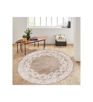 Eliana Home Baskılı, Yıkanabilir Kaymaz Taban Yuvarlak Halı LNA7289-HK104 120x120 cm (Bej)