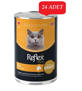 Reflex Plus Sos İçinde Et Parçacıklı Dana Etli Yetişkin Kedi Yaş Konserve Maması