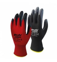 Beybi Nitril Poly PNzebra 9 Beden Kırmızı Siyah Eldiven 12li Paket EN388 (3131X)