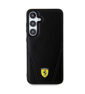 Galaxy S24 Kılıf Ferrari Orjinal Lisanslı M-safe Şarj Özellikli Sıcak Baskı V Çizgili Deri Kapak