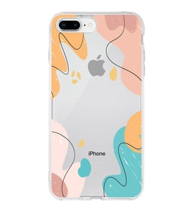 Apple iPhone 7 Plus Uyumlu Kapak Karışık Renkler Tasarımlı Şeffaf Silikon Kılıf