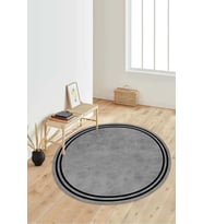 Dijital Baskılı Kaymaz Taban Yıkanabilir Yuvarlak Salon Halısı Koridor Halısı Paspas NDY-HT-431 (Gri)
