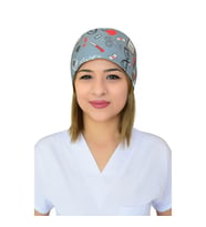 Nurse Life Desenli Doktor Hemşire Hastane Ameliyathane Medikal Cerrahi Bone (Gri)