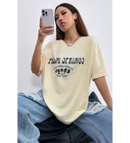 Sırt Baskılı Tasarım Tshirt (Bej)