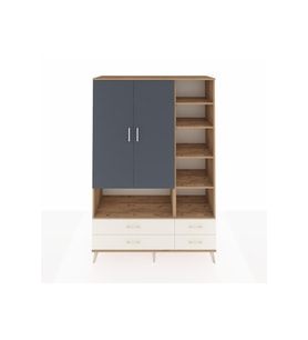 Hyperion Dolap 10 Raflı 4 Çekmeceli 2 Kapaklı 132x44x195 Çam-Antrasit/Aytaşı