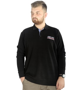 Mode XL Erkek Uzun Kol Polo Explore Waffle 22448 Siyah