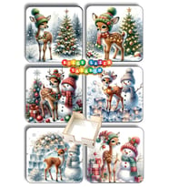 BİLGE tasarım Noel Yılbaşı Ahşap Bardak Altlığı - 6 lı set Set AHŞAP ÖZEL TASARIM KUTULU