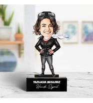 Kişiye Özel Pilot Kadın Karikatürlü Biblo