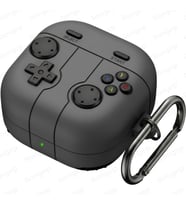 [Gamepad-Design] Samsung Galaxy Buds 4 Pro/Buds 4 için Kılıf Darbe Emici Köşe Korumalı Galaxy Buds4 Kulaklık Kılıfı Yumuşak Dokulu Oyun Konsolu Görünümlü Samsung Buds 4 Pro Kılıf (Koyu Gri)