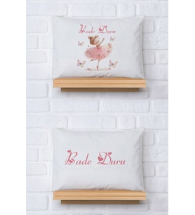 Pia Baby Premium %100 Pamuk İkili İsim Yazılı Kız Bebek Yastık Kılıfı – 35x45 cm Organik Baskı 5014-13 (Ekru)