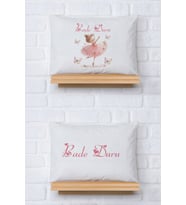 Pia Baby Premium %100 Pamuk İkili İsim Yazılı Kız Bebek Yastık Kılıfı – 35x45 cm Organik Baskı 5014-13 (Ekru)