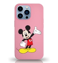 Apple iPhone 13 Pro Max  Lansman Kılıf Mickey Mouse Tasarımlı Altı Kapalı İçi Kadife Kaplı  Kapak (Şeffaf)