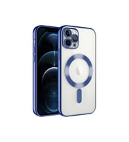 Apple iPhone 12 Pro Uyumlu Kılıf Kamera Korumalı M-safe Wireless Şarj Özellikli Zore Demre Kapak (Açık Mavi)