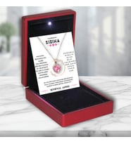 HANEGIFT - Işıklı Kutuda Gözbebeğim Kızıma Pembe Kalp Paslanmaz Çelik Kolye