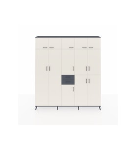 Arges Dolap 10 Raflı 2 Çekmeceli 3 Askılı 220x30x243 Antrasit-Aytaşı/Antrasit