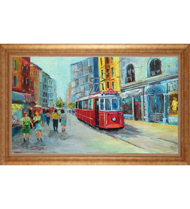 Çerçeveli Paspartulu Manzara Tablo bm0987 (Gold)