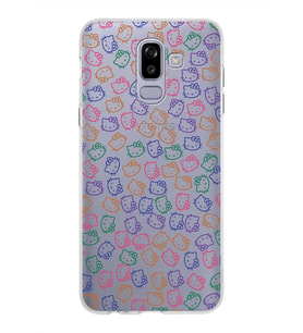 Samsung Galaxy J8 Kapak Hello Kitty Tasarımlı Şeffaf Silikon Kılıf