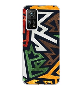 Xiaomi Mi 10 T Pro Uyumlu Kapak Soyut Grafiti Tasarımlı Şeffaf Silikon Kılıf