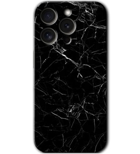İphone 15 Pro Kılıf HD Desen Baskılı Kılıf - Siyah Mermer