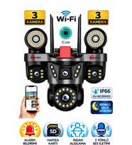 Esvision ES-9003 3 Lensli 9MP Akıllı WiFi Ptz Kamera Gece Görüşlü Güvenlik Kamerası