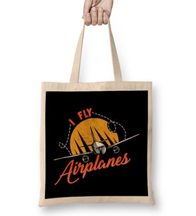 I Fly Airplanes Pilot Professional Licensed Pilots Bez Çanta Uzun Saplı