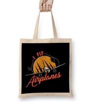 I Fly Airplanes Pilot Professional Licensed Pilots Bez Çanta Uzun Saplı