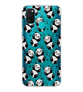 Samsung Galaxy M21 Kapak Panda Tasarımlı Şeffaf Silikon Kılıf