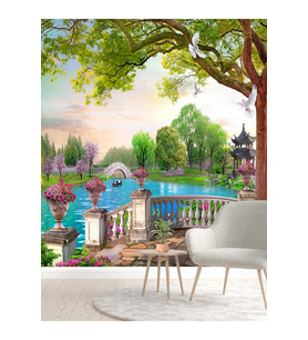Dreamwall Çiçekli Dere Desenli Isı Ve Ses Yalıtımlı Sağlıklı Tekstil Duvar Kağıdı (Çok Renkli)