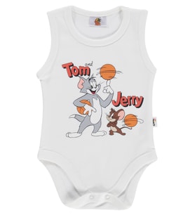 Civil Baby Tom and Jerry Baskılı 3-18 Ay Çıtçıtlı Badi - Ekru