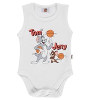 Civil Baby Tom and Jerry Baskılı 3-18 Ay Çıtçıtlı Badi - Ekru