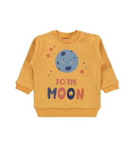 Civil Baby To The Moon Baskılı 6-18 Ay Sweatshirt - Hardal