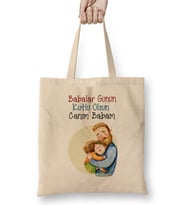 Babalar Günü Babaya Hediye 09 Bez Çanta Uzun Saplı