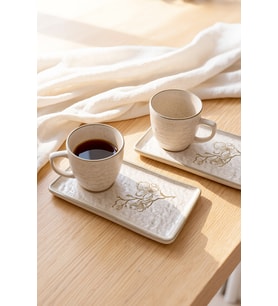 Keramika Taupe Bloom Doğaltaş Kahve Sunum Seti 4 Parça 2 Kişilik 22519-20