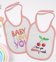 BK Kids I Love You Tasarımlı 2’li Pembe Mama Önlüğü-1