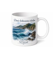 Giresun Karadeniz Dalgası Baskılı Kupa Bardak Hediye Porselen Mug