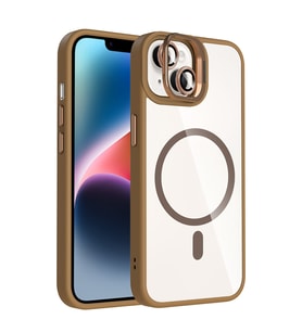 Apple iPhone 14 Uyumlu Kılıf Standlı ve Kamera Lens Hediyeli M-Safe Şarj Özellikli Zore Etro Kapak (Gümüş)
