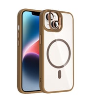 Apple iPhone 14 Uyumlu Kılıf Standlı ve Kamera Lens Hediyeli M-Safe Şarj Özellikli Zore Etro Kapak (Gümüş)
