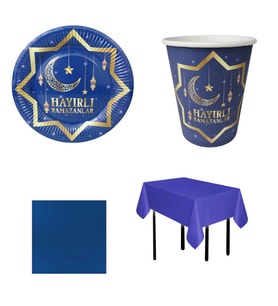 Hayırlı Ramazan 16 Kişilik Tabak Bardak Set Ramazan Süsleri-