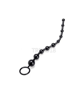 VE VAJİNAL 25 CM SIRALI JEL SİYAH ZEVK TOPLARI PLUG – PLUG – BONCUKLU PLUG