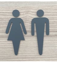 Mat Antrasit Kadın ve Erkek Wc Yönlendirme Seti