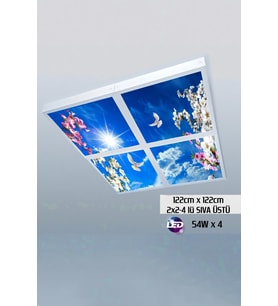 124cm X 124cm-dörtlü- Led-sıva Üstü-216watt-salon Tavan-led Aydınlatma-avize Modelleri