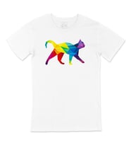 Gökkuşağı Renkli Polygon Kedi Tişört