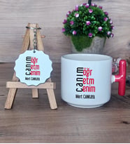 Öğretmene Hediye Canım Öğretmenim Hediye Seti Kupa Bardak T Kulplu ve Anahtarlık Öğretmenler Günü Hediyesi (Model 1)