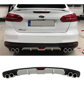Ford Focus 3 Gri Difüzör 4 Krom Egzoz Görünümlü Difizör Arka Ek Body Kit 2012 - 2017