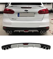 Ford Focus 3 Gri Difüzör 4 Krom Egzoz Görünümlü Difizör Arka Ek Body Kit 2012 - 2017