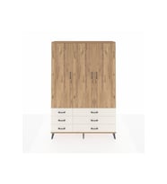 Arges Dolap 5 Raflı 6 Çekmeceli Tek Askılı 132x30x195 Çam-Çam/Aytaşı