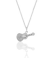 Söğütlü Silver Gümüş rodyumlu zirkon taşlı gitar kolye.