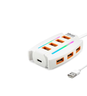 Usb Rgb Hub 10 Port 480 Mbps 1.2 M Beyaz HDX7037